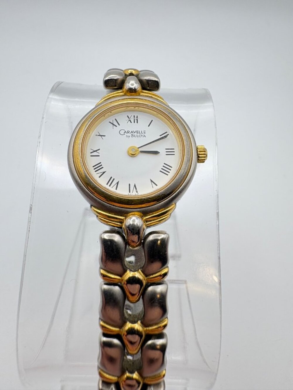 Caravelle by Bulova Two Tone Womens Watch Roman Numeral White Dial T9 22mm New